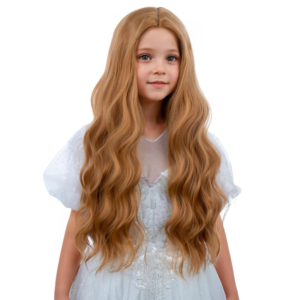 WAVELNM Strawberry Blonde Wigs for Kids Girls Dirty Blonde Curly Wavy Wig Child Blonde Middle Part Wig Kids Daily Halloween Cosplay Synthetic Wigs