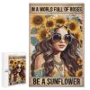 1000 pcs Wooden Puzzle for Adults - in A World Full of Rose Be A Sunflower - Inspirational Floral Jigsaw Puzzle with Uplifting Quote and Wall Art view 1