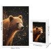 1000 pcs Puzzle Bear in Black Background Challenging Wooden Jigsaw for Adults, Nature-Themed Puzzle for Mental Health and Relaxation view 2