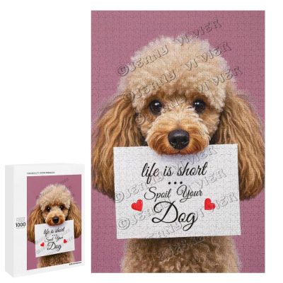 1000 pcs Wooden Pet Puzzle  Cute Brown Poodle with Funny Quote  Dog Lover Gift and Wall Art Idea for Humor and Relaxation