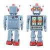 F&Y Retro Tin Robot Toy  Electric Walking and Rotating Metal Figure for Collectors and Decor (Blue) view 2