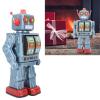 F&Y Retro Tin Robot Toy  Electric Walking and Rotating Metal Figure for Collectors and Decor (Blue) view 4