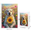 1000 pcs Wooden Puzzle for Adults - Labrador Retriever and Sunflower Jigsaw - Peaceful Pet-Themed Puzzle for Mindful Brain Activity view 2