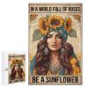 1000 pcs Puzzle - in A World Full of Rose Be A Sunflower - Motivational Wooden Jigsaw Puzzle for Adults - Peaceful Art Gift for Women view 1
