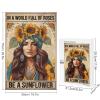 1000 pcs Puzzle - in A World Full of Rose Be A Sunflower - Motivational Wooden Jigsaw Puzzle for Adults - Peaceful Art Gift for Women view 2