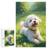 1000 pcs Jigsaw Puzzle  Bichon Frise on The Grass Wooden Puzzle for Adults  Relaxing, Calming Brain Activity and Dog Lover Gift view 1