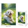 1000 pcs Jigsaw Puzzle  Bichon Frise on The Grass Wooden Puzzle for Adults  Relaxing, Calming Brain Activity and Dog Lover Gift view 2