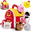 teytoy Baby Toys for Newborn 6-12 Months, Soft Barn with 6 Stuffed Farm Animals Playset for Toddlers Boys Girls 1-3 Years Baby Sensory Toys Birthday Easter Basket Stuffers Christmas Gifts view 1
