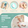FReniland Wooden Montessori Toys, 3-Piece Wooden Baby Toys, Rotating Drum Toy, Camera Kaleidoscope Toys, Baby Key Rattles,Newborn Baby Gift Sets for Boys and Girls view 2