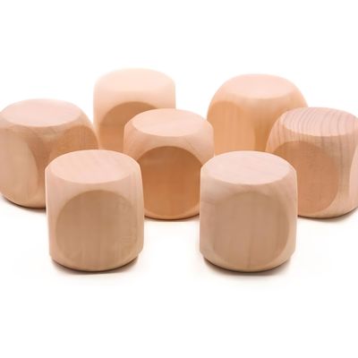 10Pcs Wooden Dice, 6 Sided Blank Dice Round Corner Cube DIY Crafts Party Supplies (1.8cm)