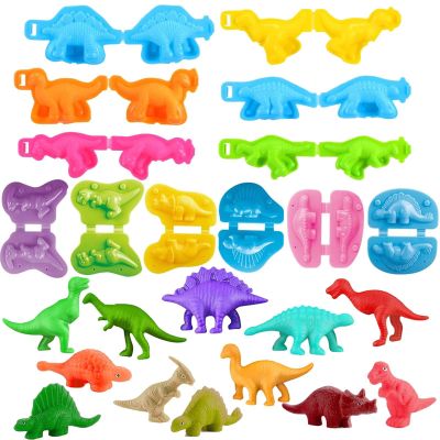 Yiklucg Unleash Creativity with 12 Unique Dino Molds Dough Toys Dough Accessories Set Whit 5 Bright Color Clays. Ideal as a Gift for Kids Aged 3-4-8 Years