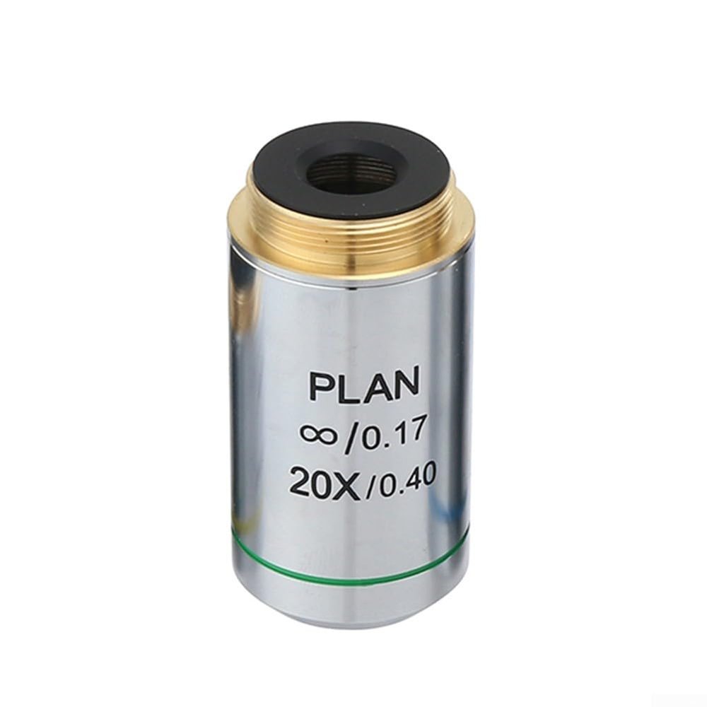 195 Type Microscope Objective Lens 4X 20X 40X 60X 100X Infinity Distance Achromatic Professional Objective Lenses RMS Thread Anti-Reflection Coating Microscope Accessories(20X)