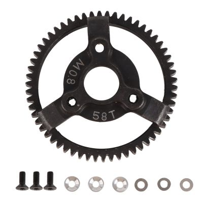 58T 60T 0.8 32 Pitch Metal Steel Spur Gear, Metal Steel 58P 60T Spur Gear, with Washers and Screws, Upgrade Replacement Parts for Traxas Slash 1/10 2WD RC Car (58T)