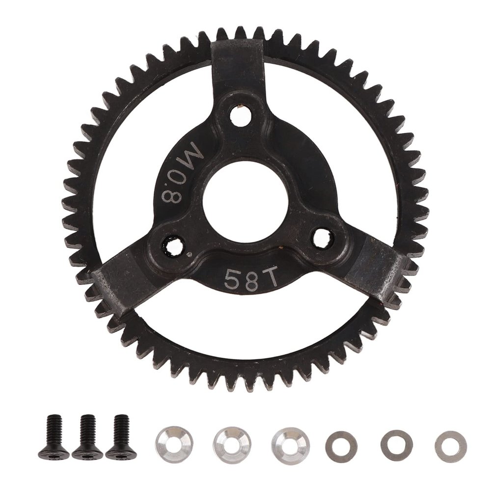58T 60T 0.8 32 Pitch Metal Steel Spur Gear, Metal Steel 58P 60T Spur Gear, with Washers and Screws, Upgrade Replacement Parts for Traxas Slash 1/10 2WD RC Car (58T)