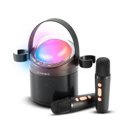Audiobox Mini Karaoke Machine for Kids & Adults  2 Mics, Voice Effects & LED Lights, Birthday Gifts for Girls Boys Family Home Party