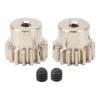 2 Pcs RC Car Motor Pinion Gear, M0.6 16T Hardened Steel Upgrade Pinion Gear Set for 1/12 1/16 Remote Control Car view 1