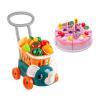 Children's Grocery Cart Toy with Food Cutting Set, Supermarket Play Handcart, Green view 1