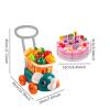 Children's Grocery Cart Toy with Food Cutting Set, Supermarket Play Handcart, Green view 2