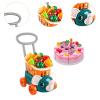 Children's Grocery Cart Toy with Food Cutting Set, Supermarket Play Handcart, Green view 3