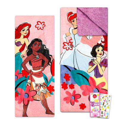 Disney Princess Slumber Bag Set for Girls - Bundle of 27x56 Inches Princess Sleeping Bag, Stickers, More | Disney Silk Touch Slumber Bag