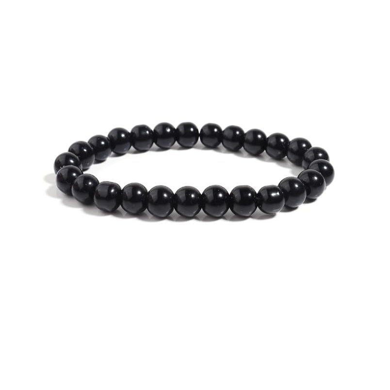 4/6/8/10mm Black Onyx Bracelet Men Natural Stone Bead Bracelet Women Yoga Handmade,Black 8mm,19cm