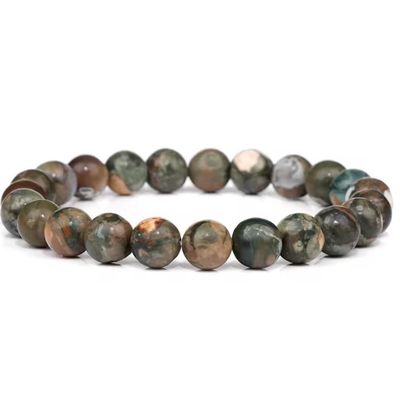 ZYIBPMSJKQCFK 8mm Green Beaded Bracelets Natural Stone Bracelet Stretch Bangle For Women Men,Old Polar Jades,19cm