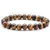 8mm Natural Stone Round Beads Bracelet Rose Quartz Chakra Elastic Bangle For Women Men ,Tiger Eye,18.5cm view 1