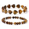 2Pcs Natural Stone Heart Round Beads Bracelet Malachite Beaded Bracelets For Women Men Friendship,Tiger Eye Stone,19cm view 1