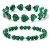 2Pcs Natural Stone Heart Round Beads Bracelet Malachite Beaded Bracelets For Women Men Friendship,Tiger Eye Stone,19cm view 2