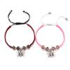 2 PCS Beads Bracelets For Women Men Handmade Braided Rope Couple Bracelet,Pink And Red,16-23cm view 1