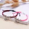 2 PCS Beads Bracelets For Women Men Handmade Braided Rope Couple Bracelet,Pink And Red,16-23cm view 2
