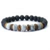 8mm Natural Wooden Bracelet For Men Volcanic Rock Braclet Gemstone Stretch Beaded Brazalete,fossil Stone,19cm view 4