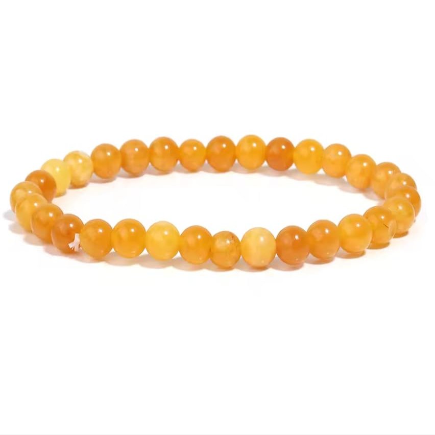 6/8/10mm Amber Mineral Beeswax Bracelet Natural Prayer Bracelet For Men Women,Amber 6mm,19cm