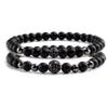 2pcs/set Bracelet Men 6mm Natural Black Matte Stone Micro-inlaid Zircon Ball Beaded Bracelets For Women Yoga,black,19cm view 1
