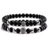 2pcs/set Bracelet Men 6mm Natural Black Matte Stone Micro-inlaid Zircon Ball Beaded Bracelets For Women Yoga,black,19cm view 2