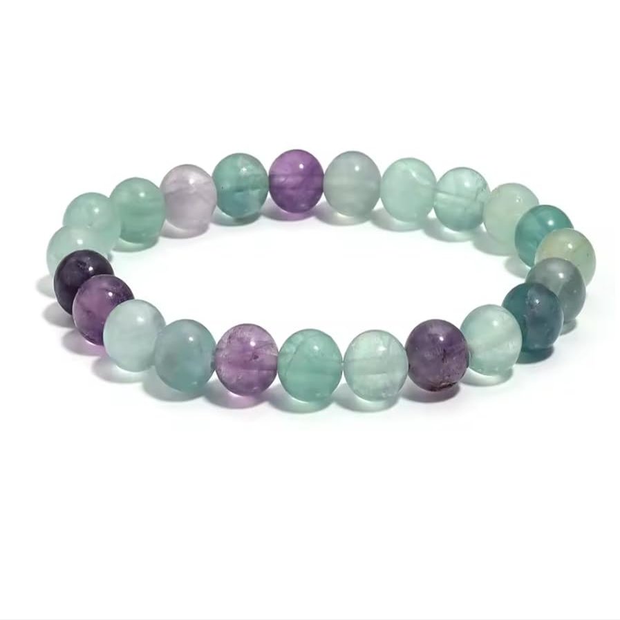 4/6/8/10mm Natural Fluorite Bracelet For Women Elastic Charm Bracelet For Men,Fluorite 8mm,19cm