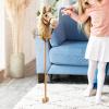 ToysCentral Basics Handmade Wooden Horse Stick Toy with Interactive Neighing Sounds, Yellow with Wheels view 2