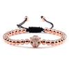 Leopard Head Bracelet 5mm Copper Beads Pave Adjustable Braided Men Bracelets & Bangle For Women,rose Gold,17-29cm view 1