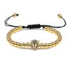 Leopard Head Bracelet 5mm Copper Beads Pave Adjustable Braided Men Bracelets & Bangle For Women,rose Gold,17-29cm view 3