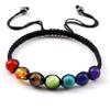 7 Chakra Yoga Beaded Bracelet Natural Stones Beads Braided Adjustable Bangle,white,17-29cm view 3