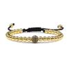 Handmade 5mm Beaded Ball Bracelets Hematite Gun Black Copper Beads Adjustable Men Weave Bracelet Bangles Women,silvery,18-27cm view 2