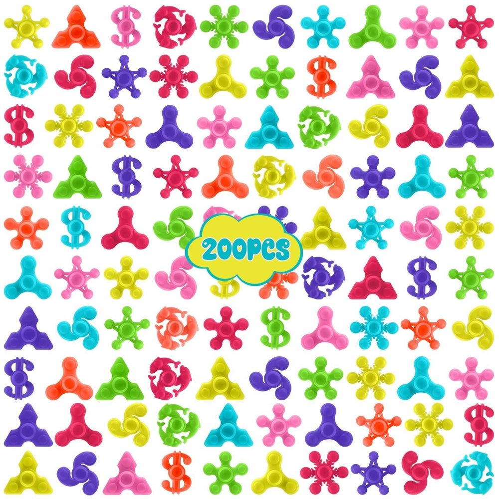 200pcs Mini Finger Fidget Spinner Toys, Bulk Stress Relief Sensory Toys for Kids Adults, Party Favors, Classroom Prizes, Stocking Stuffers