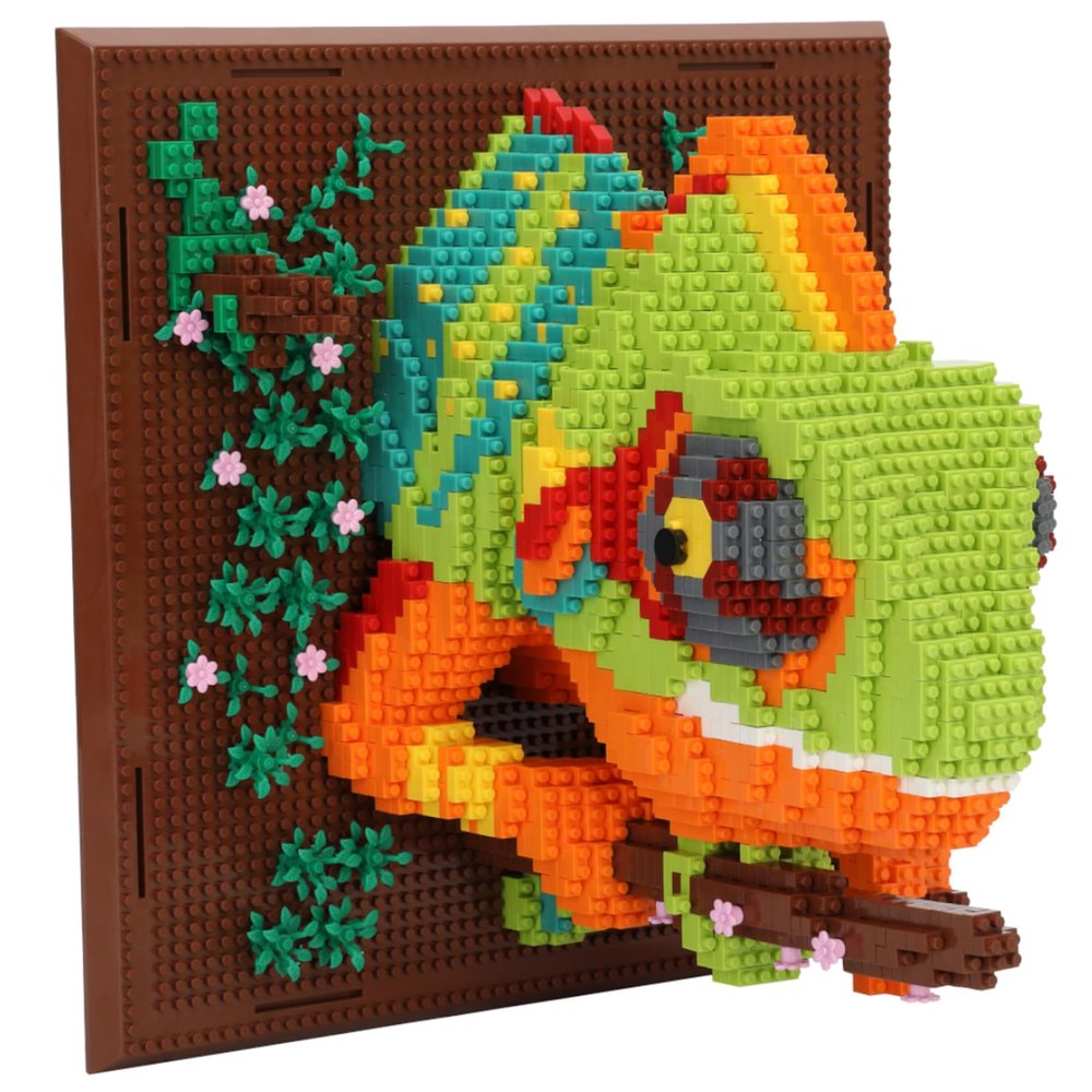 3D Wall Art Chameleon Animal Micro Building Blocks Set for Adults, 2688 PCS, Unique Home Decor & Creative Table Display, Creative Gift Toy for Art Enthusiasts And People Who Love Building Blocks
