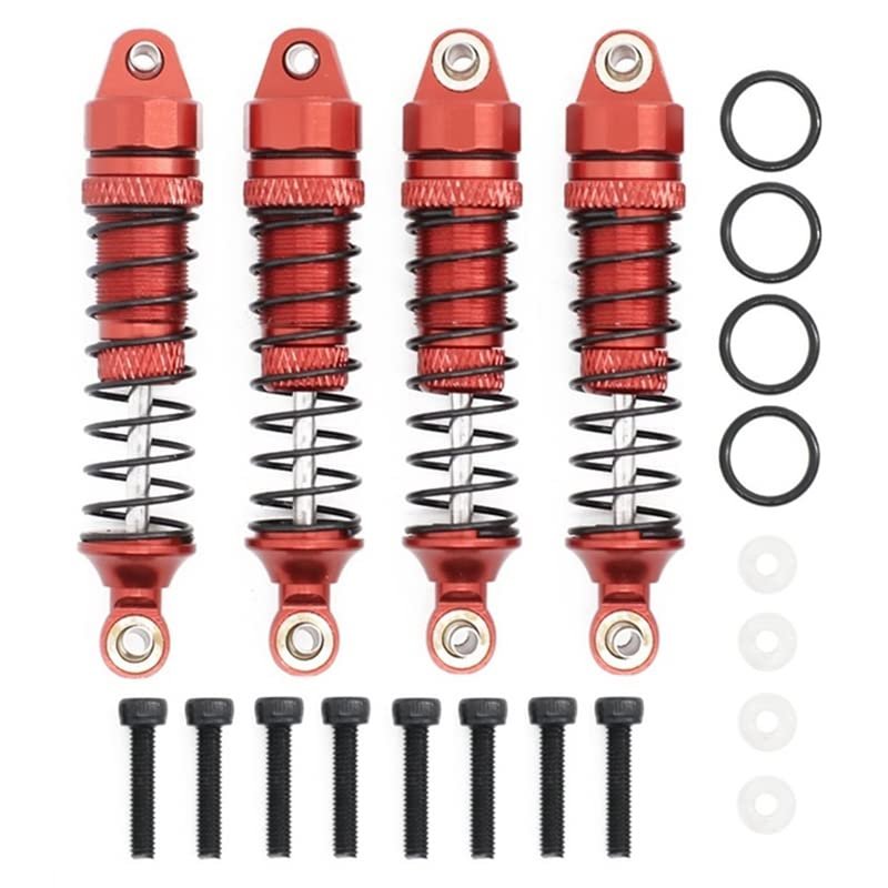4Pcs Metal Front and Rear Shock Absorber for Traxxas Latrax Teton Desert Prerunner SST 1/18 RC Truck Car Upgrade Parts(Red)