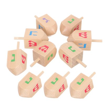 Garneck 10pcs Wooden Spinning Tops Handcrafted Gyro Toys for Boys and Girls Enhances Hand-Eye Coordination Cognitive Skills for Home School and
