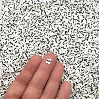 RIP Halloween Tombstone Polymer Clay Sprinkles, Small Spooky Fake Gravestone Confetti for Crafts, Non Edible Faux Sprinkles (15 gram bag)