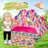 12 Piece 18 inch Girl Dolls Camping Tent Set Clothes and Accessories Including 18 Inch Doll Camping Tent Doll Cothes Hose Shoes Picknickdecke Brille Kamera Mobiltelefon Brot Mais Donuts Toast view 2