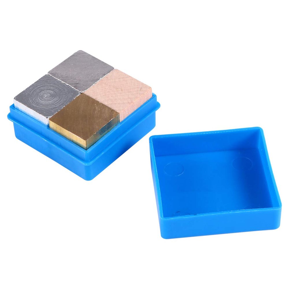 Holibanna 4PCS Density Blocks Set for Educational Experiments Copper Iron Aluminum and Wood Cubes 2cm Edge Length for Physics Lab and Classroom Demonstrations