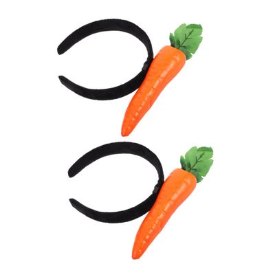 Beavorty 2Pcs Easter Carrot Plush Headbands Soft Cartoon Vegetable Hairbands for Party Dress Up Cosplay Fun Headdress Accessories