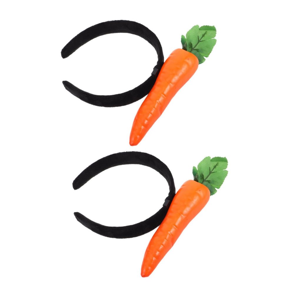 Beavorty 2Pcs Easter Carrot Plush Headbands Soft Cartoon Vegetable Hairbands for Party Dress Up Cosplay Fun Headdress Accessories